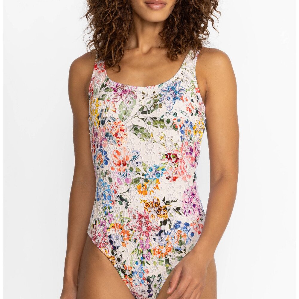 Johnny Was NEON JUNGLE EYELET ONE PIECE $228 NWT Size Small